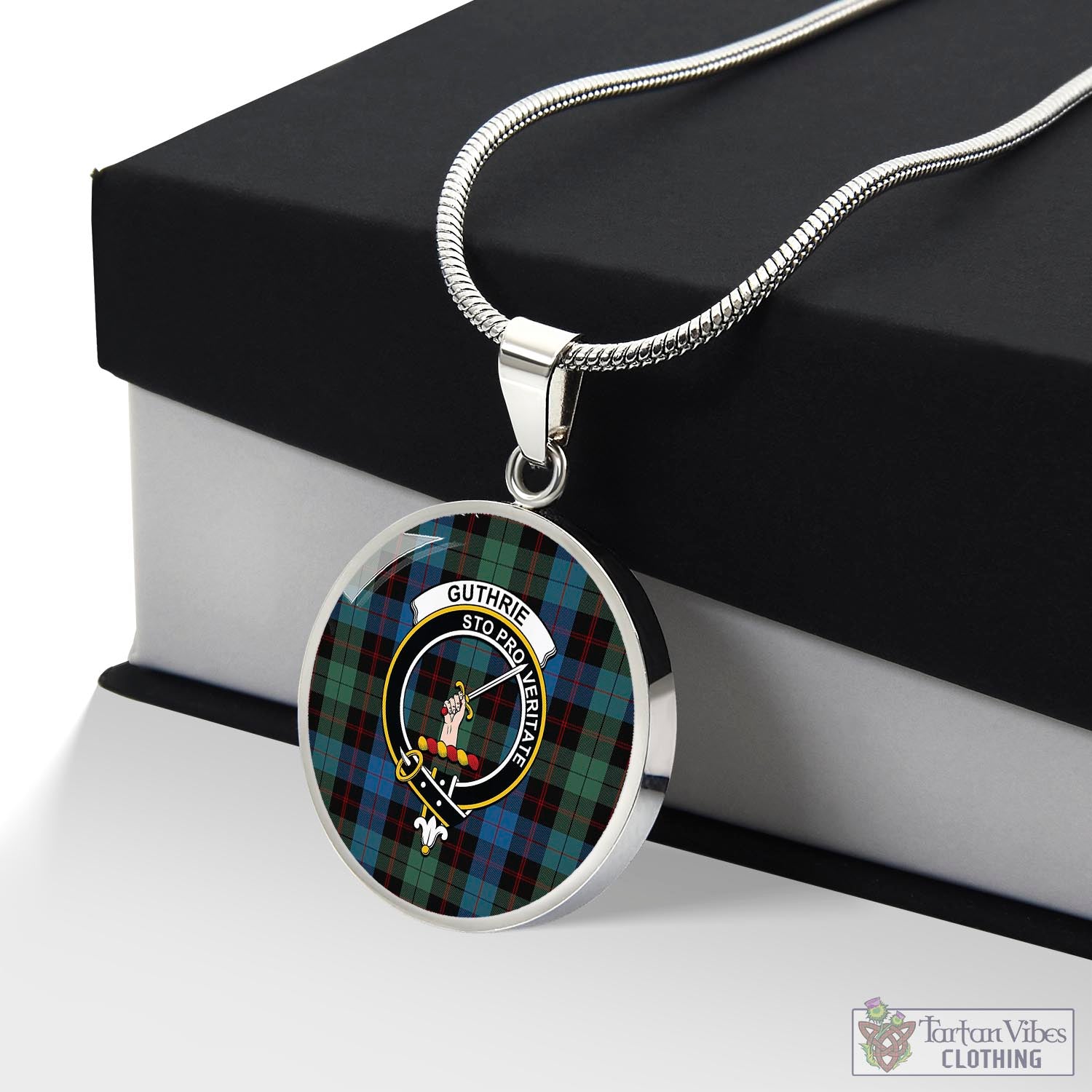 Guthrie Tartan Circle Necklace with Family Crest Luxury Necklace (Silver) No - Tartan Vibes Clothing