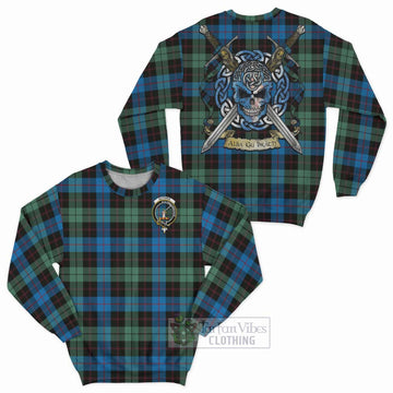 Guthrie Tartan Sweatshirt with Family Crest Celtic Skull Style Unisex - Tartan Vibes Clothing