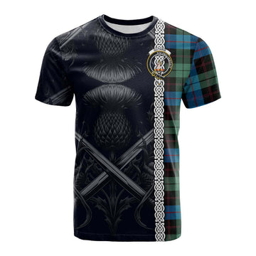 Guthrie Tartan Cotton T-shirt with Family Crest Cross Sword Thistle Celtic Vibes