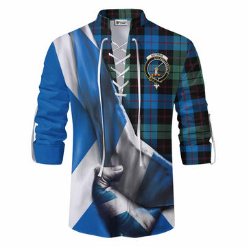 Guthrie Tartan Ghillie Kilt Shirt with Family Crest Scotland Patriotic Style Men - Tartan Vibes Clothing