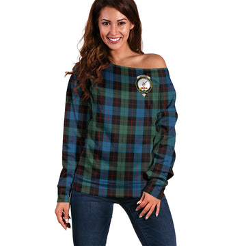 Guthrie Tartan Off Shoulder Women Sweater with Family Crest Women - Tartan Vibes Clothing