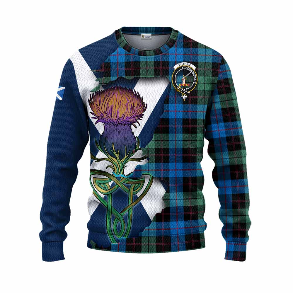 Tartan Vibes Clothing Guthrie Tartan Family Crest Knitted Sweater Scottish Thistle Celtic Inspired
