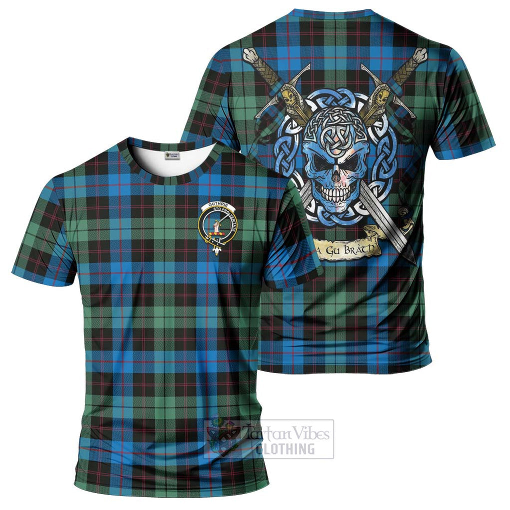 Guthrie Tartan T-Shirt with Family Crest Celtic Skull Style Kid's Shirt - Tartan Vibes Clothing