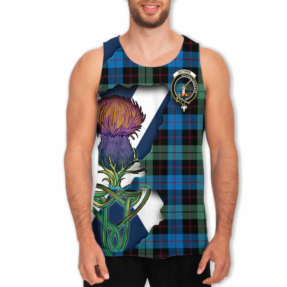 Tartan Vibes Clothing Guthrie Tartan Family Crest Men's Tank Top Scottish Thistle Celtic Inspired