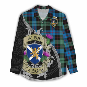 Guthrie Tartan Family Crest Women's Casual Shirt Lion Rampant Royal Thistle Shield Celtic Inspired