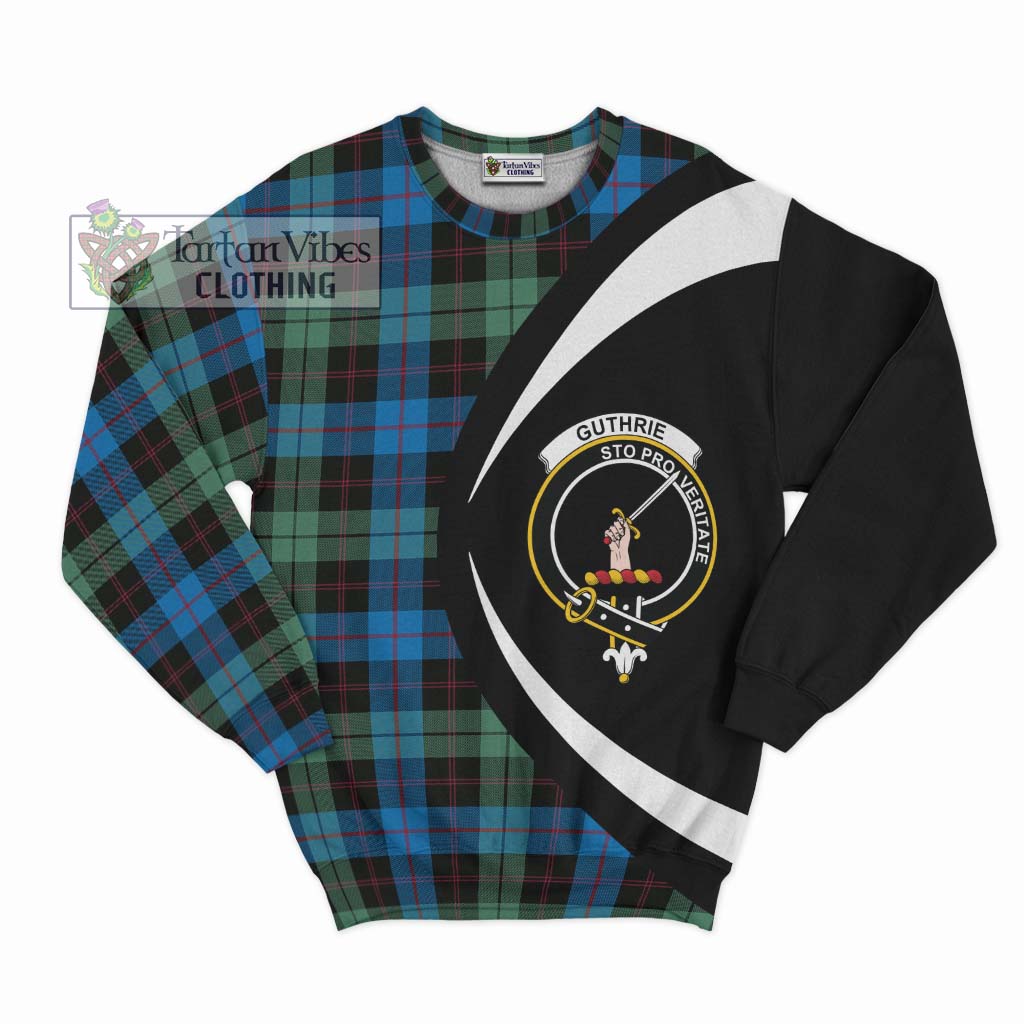 Guthrie Tartan Sweatshirt with Family Crest Circle Style Unisex - Tartan Vibes Clothing