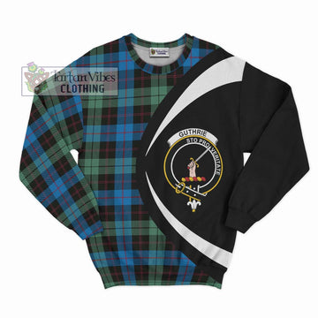 Guthrie Tartan Sweatshirt with Family Crest Circle Style Unisex - Tartan Vibes Clothing