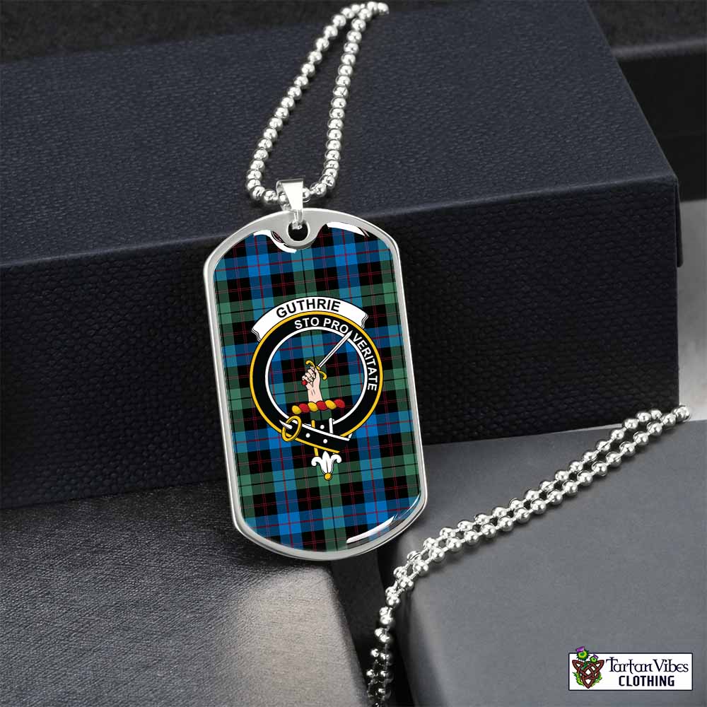 Guthrie Tartan Dog Tag Necklace with Family Crest Silver No - Tartan Vibes Clothing