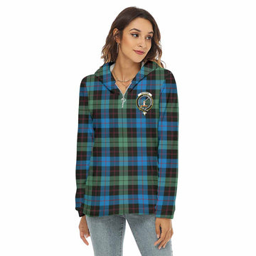 Guthrie Tartan Women's Borg Fleece Hoodie with Half Zip with Family Crest