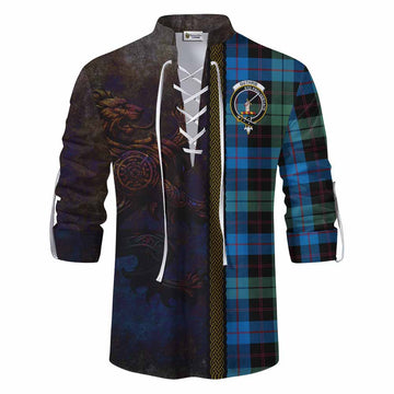 Guthrie Tartan Family Crest Ghillie Kilt Shirt Alba Gu Brath Be Brave Lion Ancient Style Men - Tartan Vibes Clothing