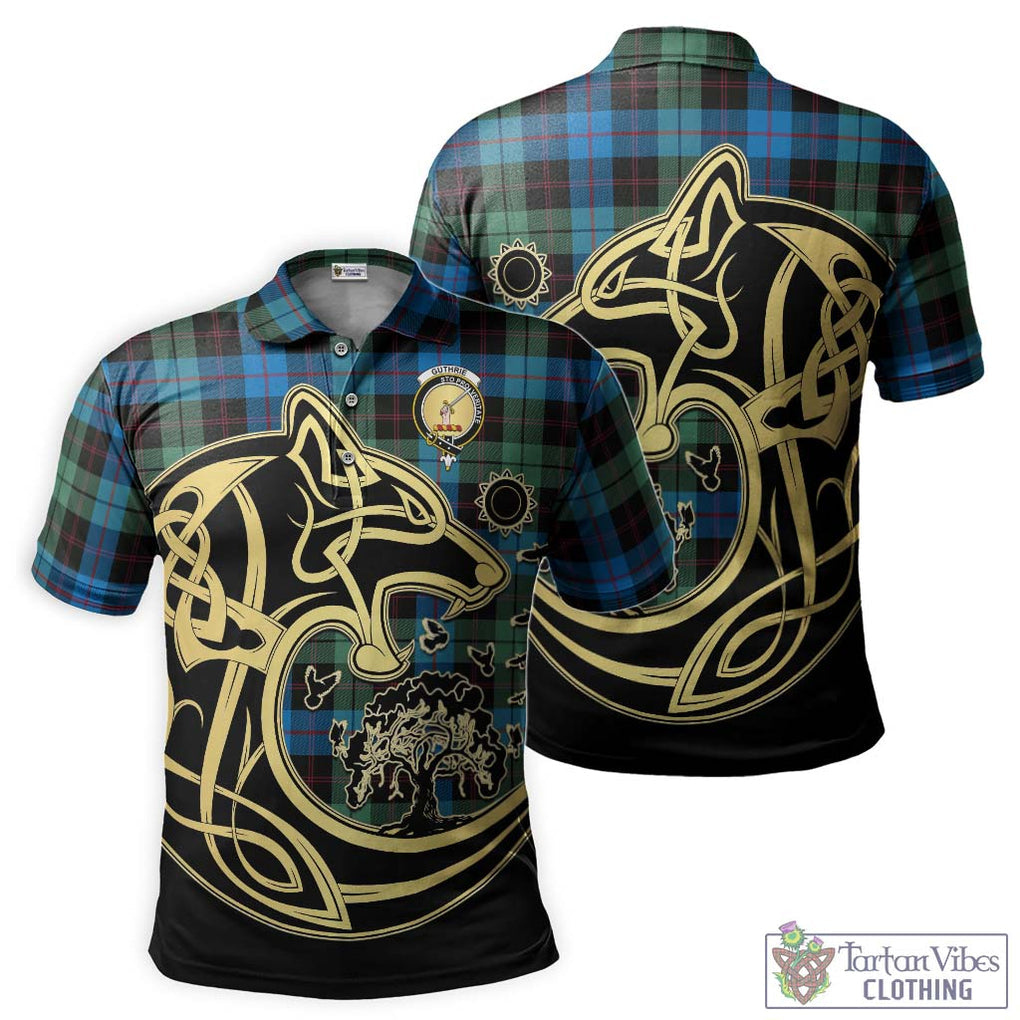 Guthrie Tartan Polo Shirt with Family Crest Celtic Wolf Style Kid - Tartan Vibes Clothing