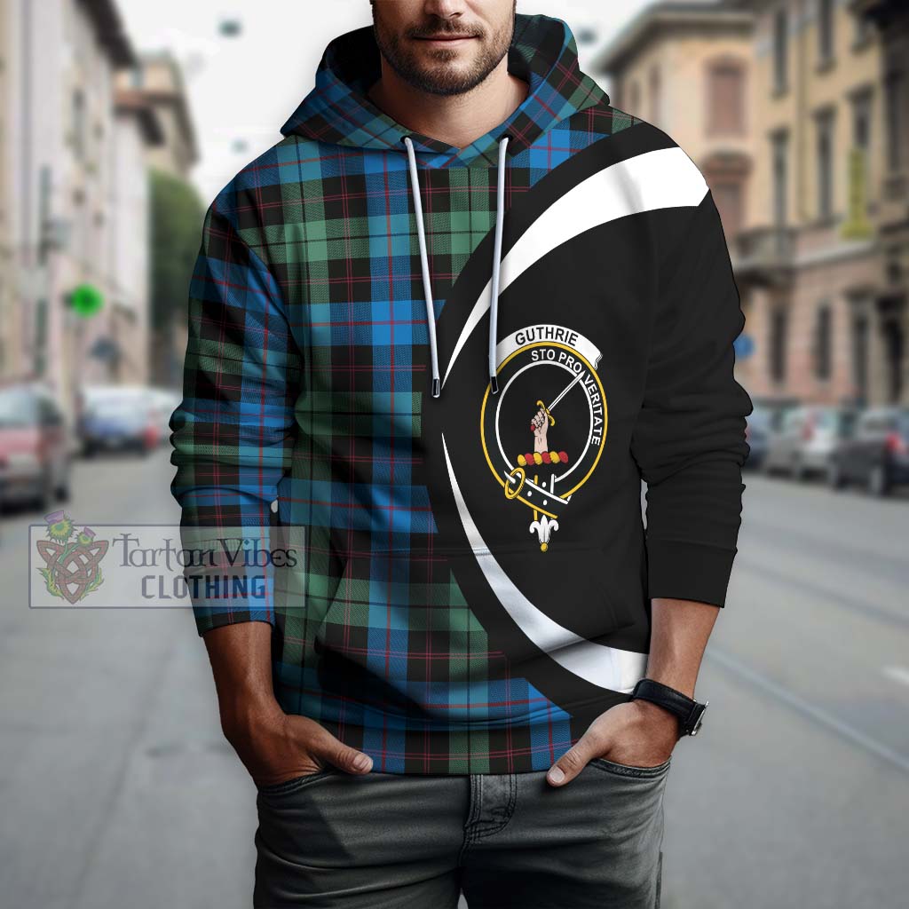 Guthrie Tartan Hoodie with Family Crest Circle Style Zip Hoodie - Tartan Vibes Clothing
