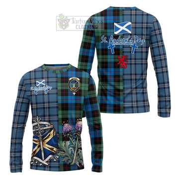 Guthrie Tartan Long Sleeve T-Shirt Happy St. Andrew's Day Half Tartan Style Unisex - Tartan Vibes Clothing