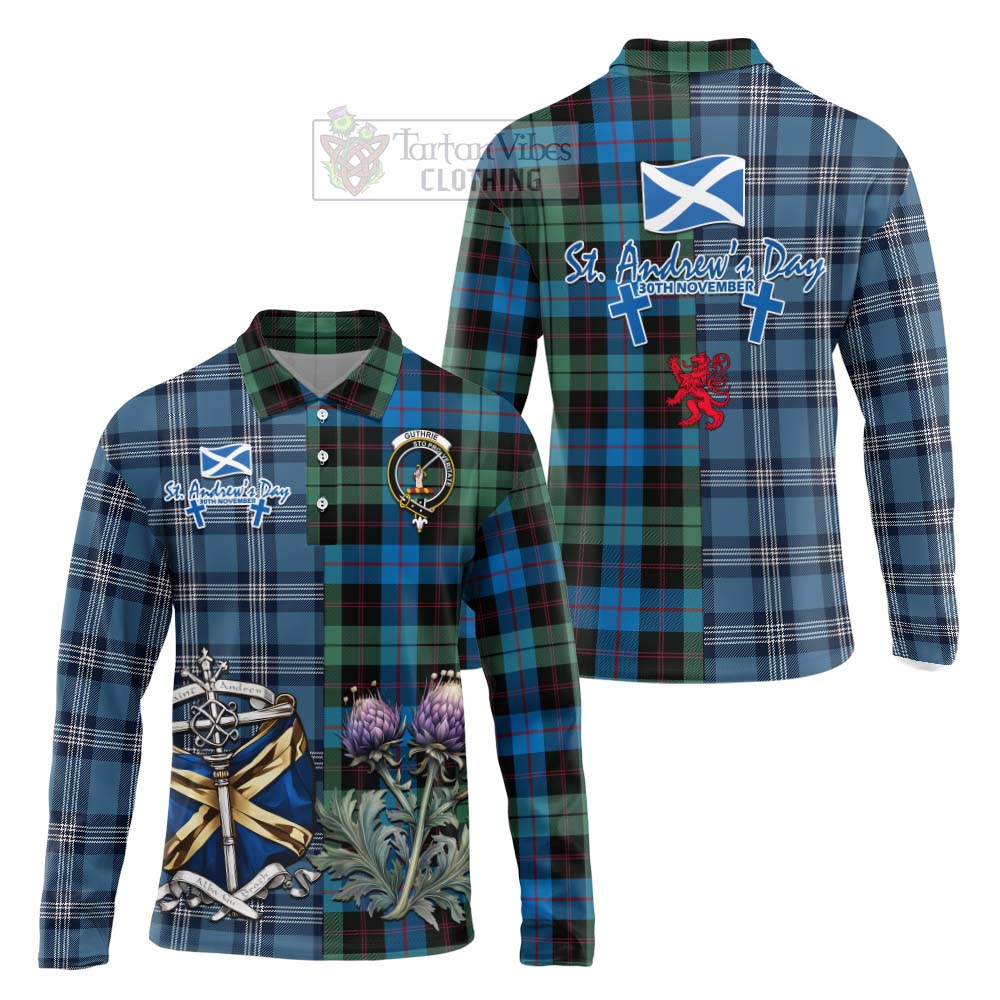 Guthrie Tartan Long Sleeve Polo Shirt Happy St. Andrew's Day Half Tartan Style Unisex - Tartan Vibes Clothing