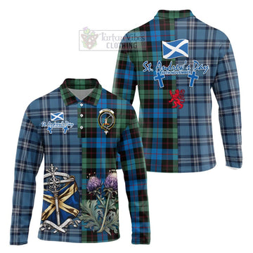Guthrie Tartan Long Sleeve Polo Shirt Happy St. Andrew's Day Half Tartan Style Unisex - Tartan Vibes Clothing