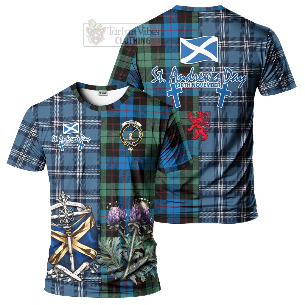 Guthrie Tartan T-Shirt Happy St. Andrew's Day Half Tartan Style Kid's Shirt - Tartan Vibes Clothing