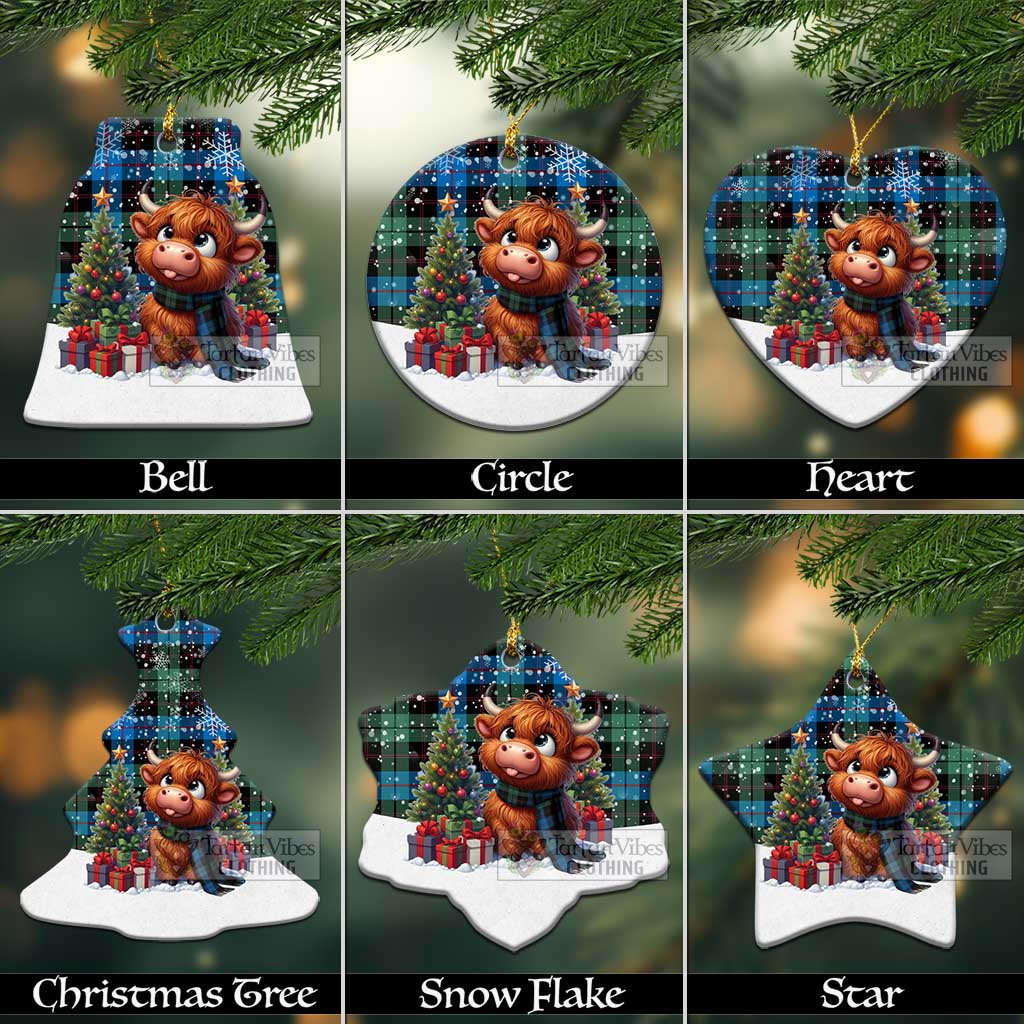 Guthrie Tartan Christmas Ceramic Ornament with Adorable Highland Coo Ceramic - Tartan Vibes Clothing