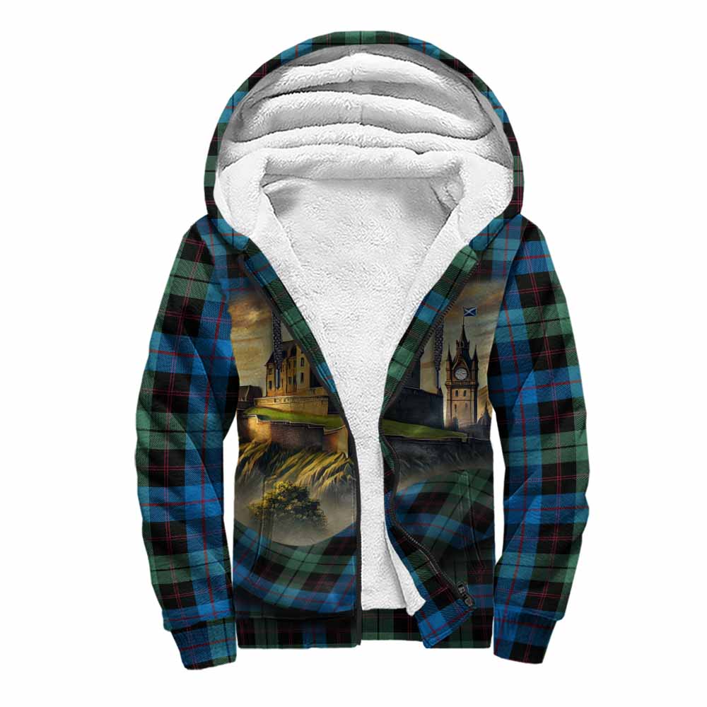 Guthrie Tartan Family Crest Sherpa Hoodie with Scottish Ancient Castle Style Unisex S - Tartan Vibes Clothing