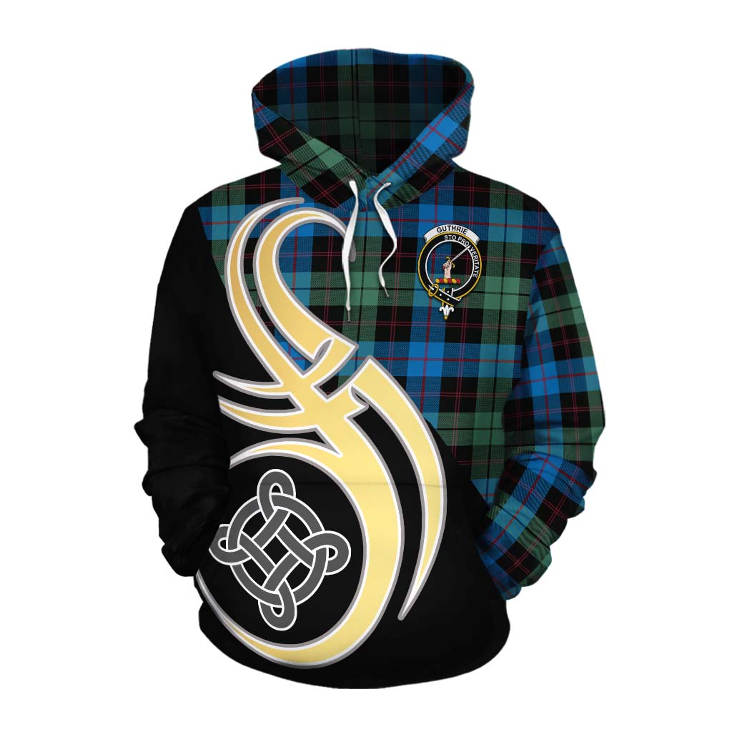 Tartan Vibes Clothing Guthrie Tartan Cotton Hoodie with Family Crest and Celtic Symbol Style
