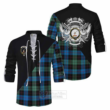 Guthrie Tartan Ghillie Kilt Shirt with Family Crest and Military Logo Style Men - Tartan Vibes Clothing