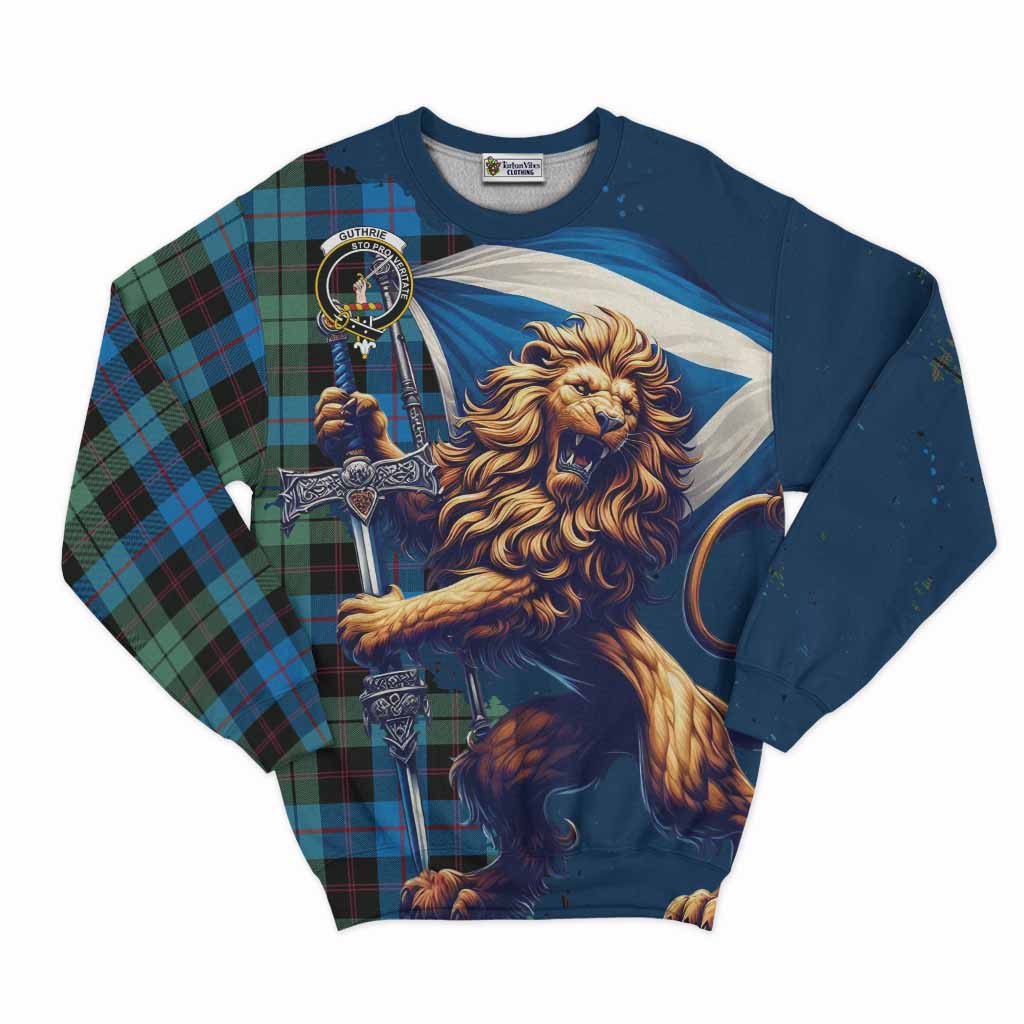 Guthrie Tartan Family Crest Sweatshirt with Scottish Majestic Lion Unisex - Tartan Vibes Clothing