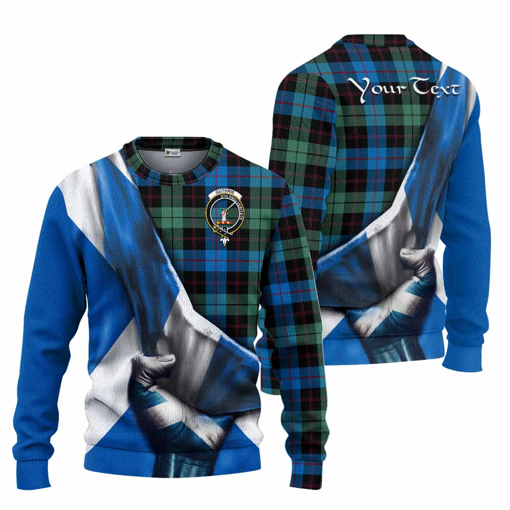 Guthrie Tartan Knitted Sweater with Family Crest Scotland Patriotic Style Unisex - Tartan Vibes Clothing