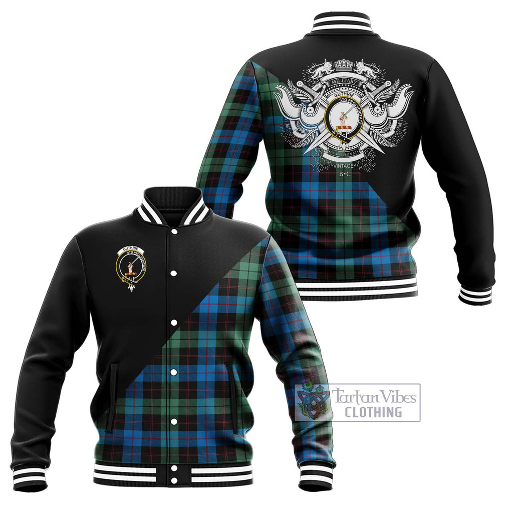 Guthrie Tartan Baseball Jacket with Family Crest and Military Logo Style Unisex - Tartan Vibes Clothing