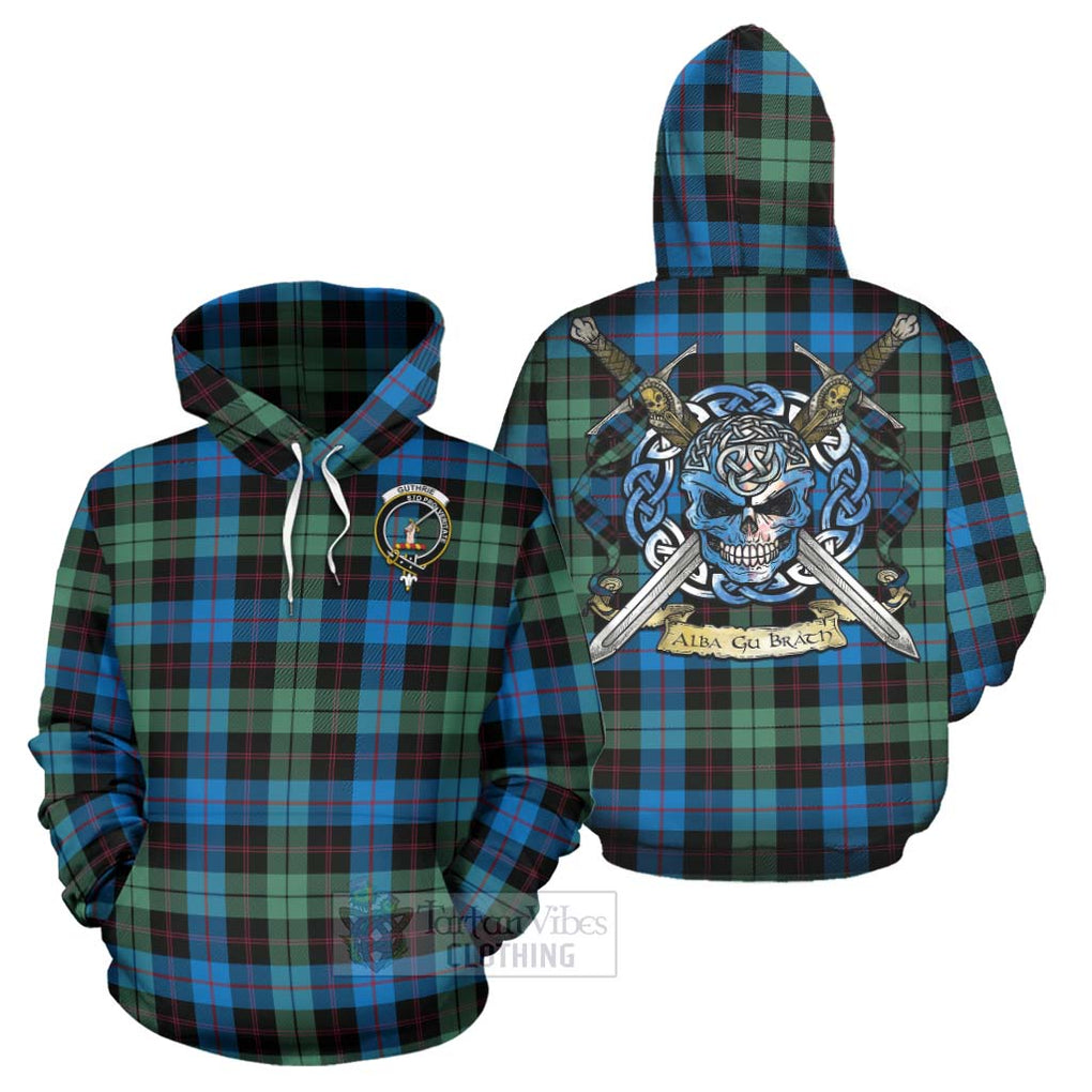 Guthrie Tartan Hoodie with Family Crest Celtic Skull Style Zip Hoodie - Tartan Vibes Clothing