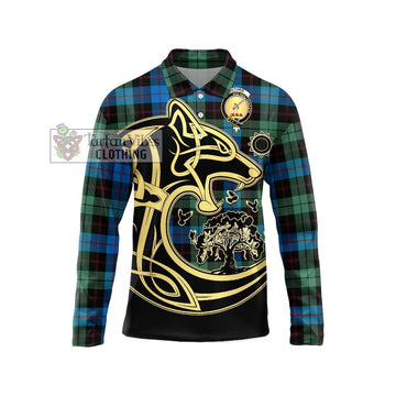 Guthrie Tartan Long Sleeve Polo Shirt with Family Crest Celtic Wolf Style Unisex - Tartan Vibes Clothing