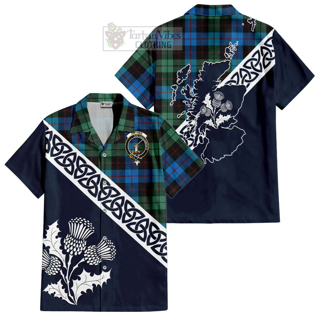 Guthrie Tartan Hawaiian Shirt Featuring Thistle and Scotland Map Kid - Tartan Vibes Clothing