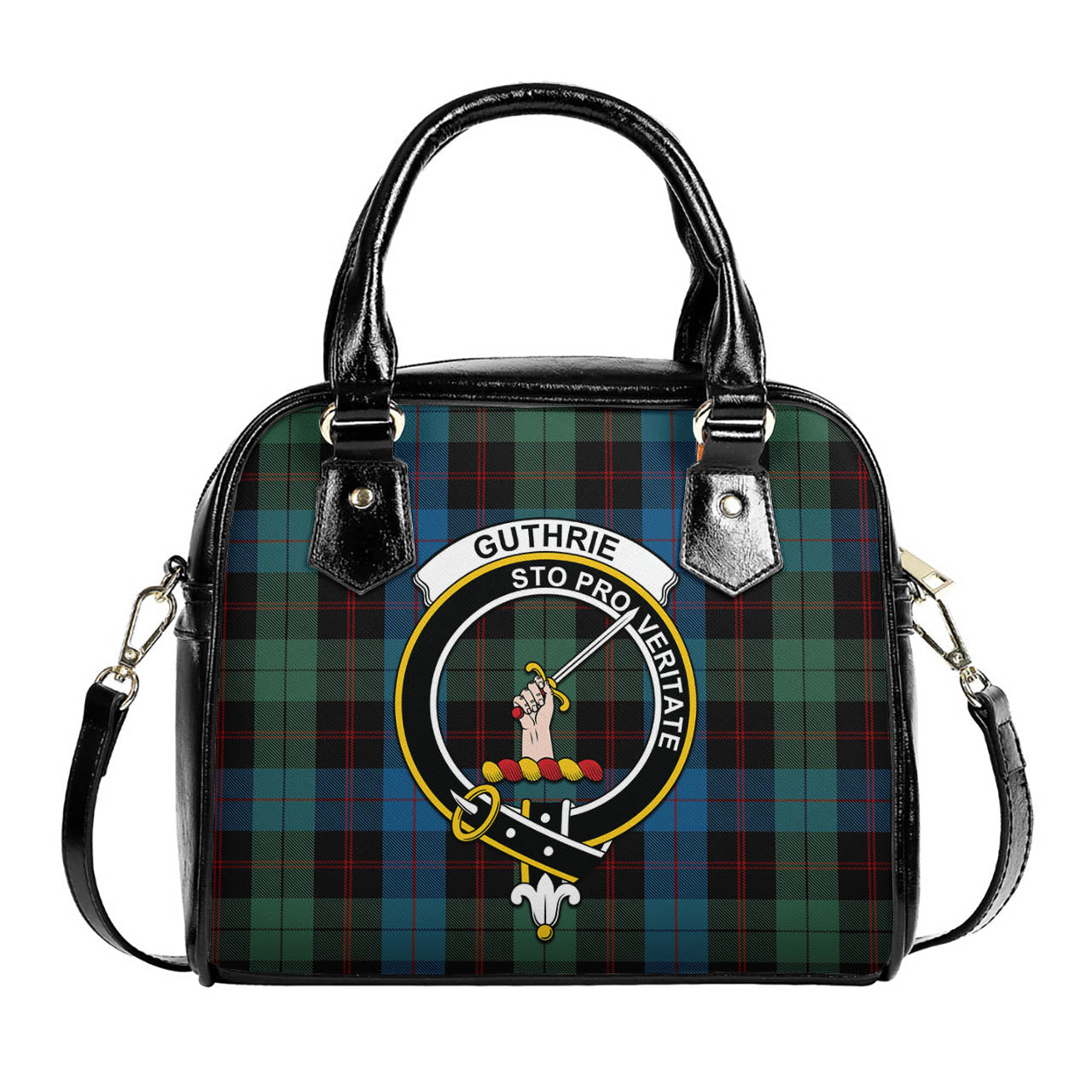 Guthrie Tartan Shoulder Handbags with Family Crest One Size 9*21*24 cm (3.54*8.27*9.45 inches) - Tartan Vibes Clothing