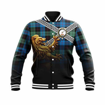 Guthrie Crest Tartan Baseball Jacket with Golden Lion Emblem Celtic Style