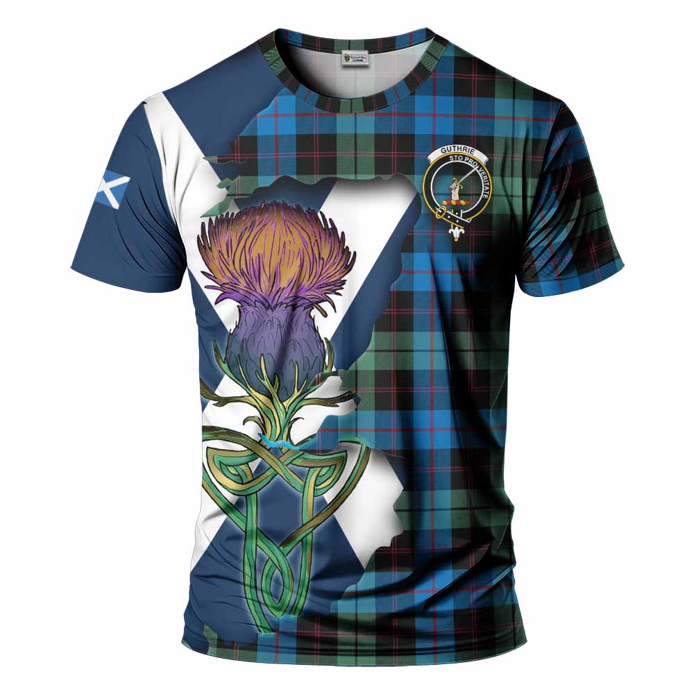 Tartan Vibes Clothing Guthrie Tartan Family Crest T-Shirt Scottish Thistle Celtic Inspired