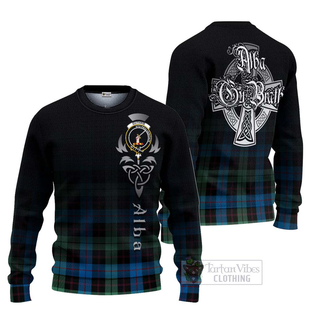 Guthrie Tartan Ugly Sweater Featuring Alba Gu Brath Family Crest Celtic Inspired Unisex - Tartan Vibes Clothing