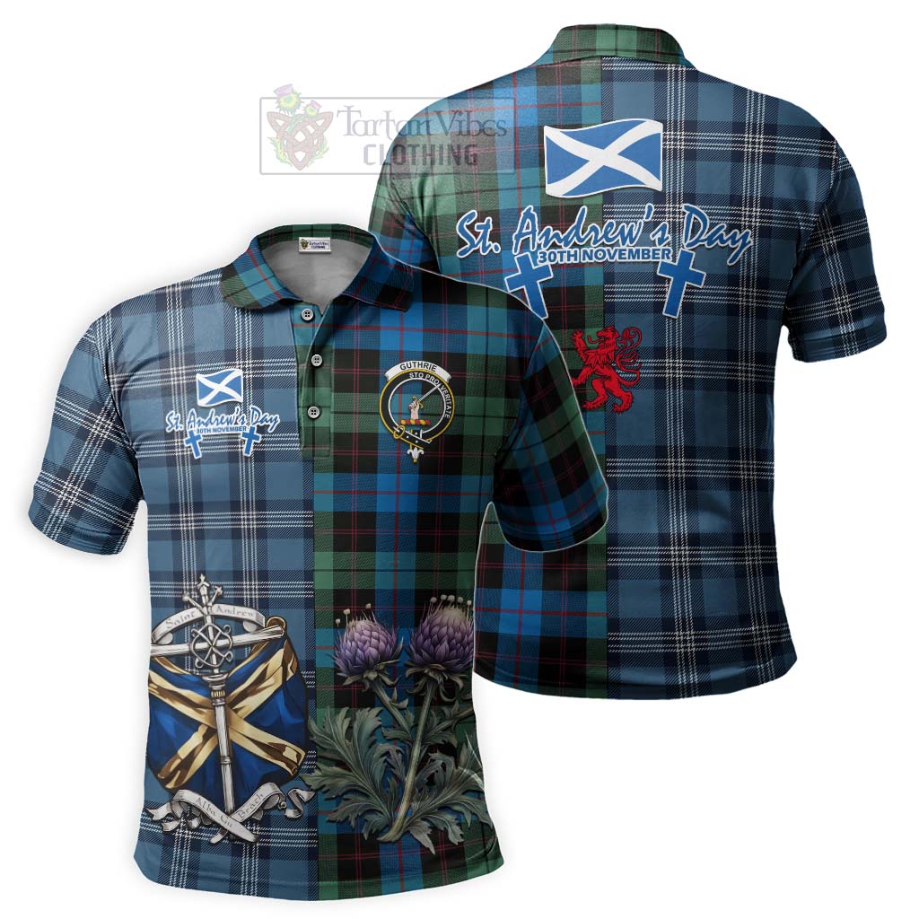 Guthrie Tartan Polo Shirt Happy St. Andrew's Day Half Tartan Style Kid - Tartan Vibes Clothing