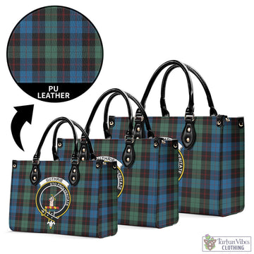 Guthrie Tartan Luxury Leather Handbags with Family Crest L - Tartan Vibes Clothing