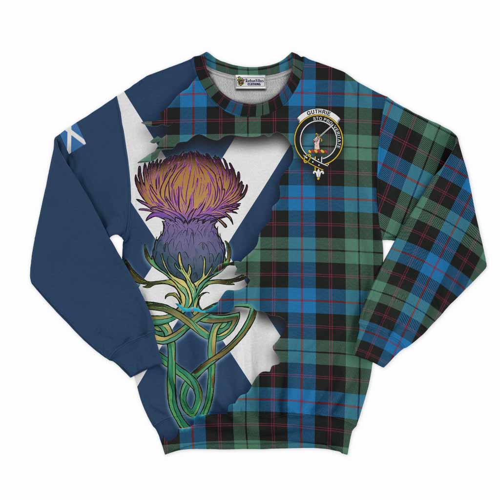 Tartan Vibes Clothing Guthrie Tartan Family Crest Sweatshirt Scottish Thistle Celtic Inspired