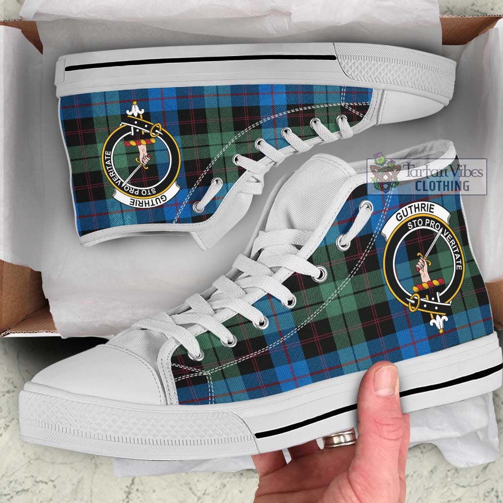 Guthrie Tartan High Top Shoes with Family Crest Kid High Top - White Sole - Tartan Vibes Clothing