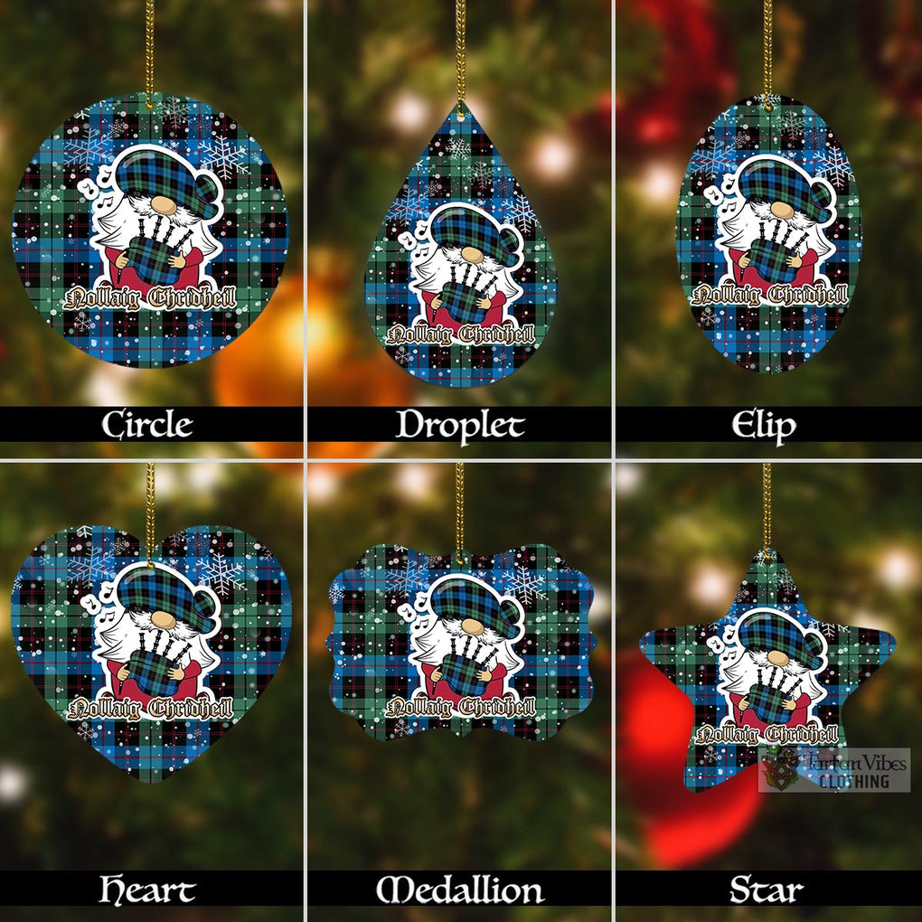 Guthrie Tartan Christmas Aluminium Ornament with Scottish Gnome Playing Bagpipes Aluminium - Tartan Vibes Clothing