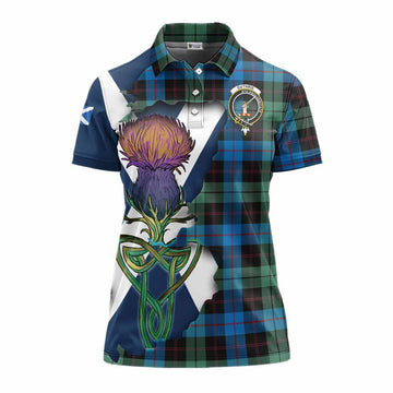 Tartan Vibes Clothing Guthrie Tartan Family Crest Women's Polo Shirt Scottish Thistle Celtic Inspired