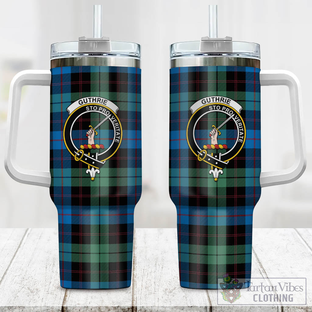 Guthrie Tartan Tumbler with Handle with Family Crest One Size 40 OZ - Tartan Vibes Clothing