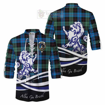 Guthrie Tartan Ghillie Kilt Shirt with Alba Gu Brath Regal Lion Emblem Men - Tartan Vibes Clothing