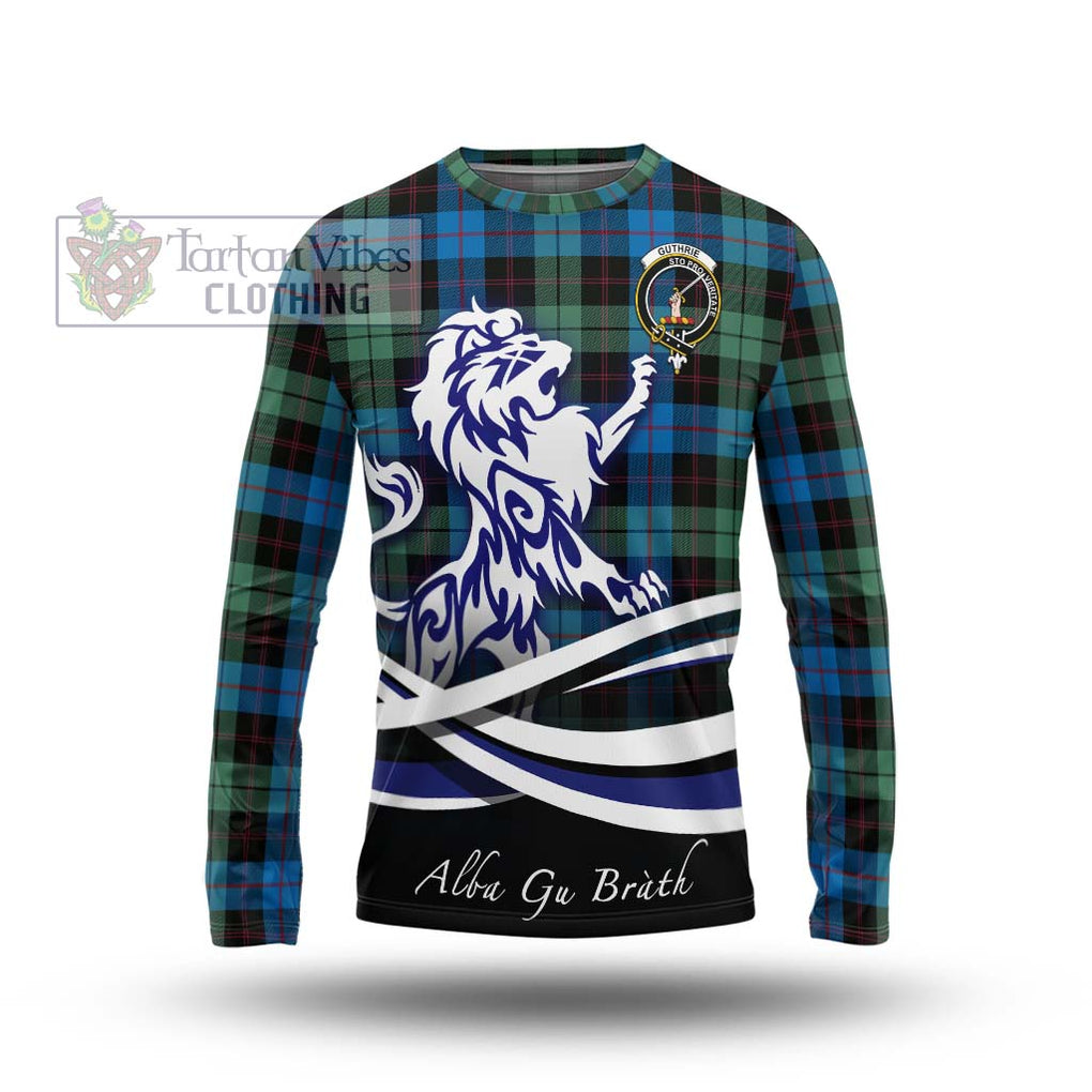 Guthrie Tartan Long Sleeve T-Shirt with Alba Gu Brath Regal Lion Emblem Unisex - Tartan Vibes Clothing