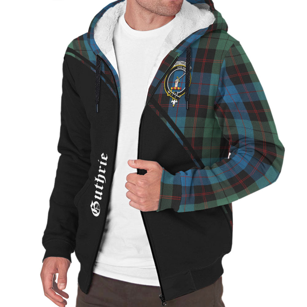 Guthrie Tartan Sherpa Hoodie with Family Crest Curve Style Unisex - Tartan Vibes Clothing
