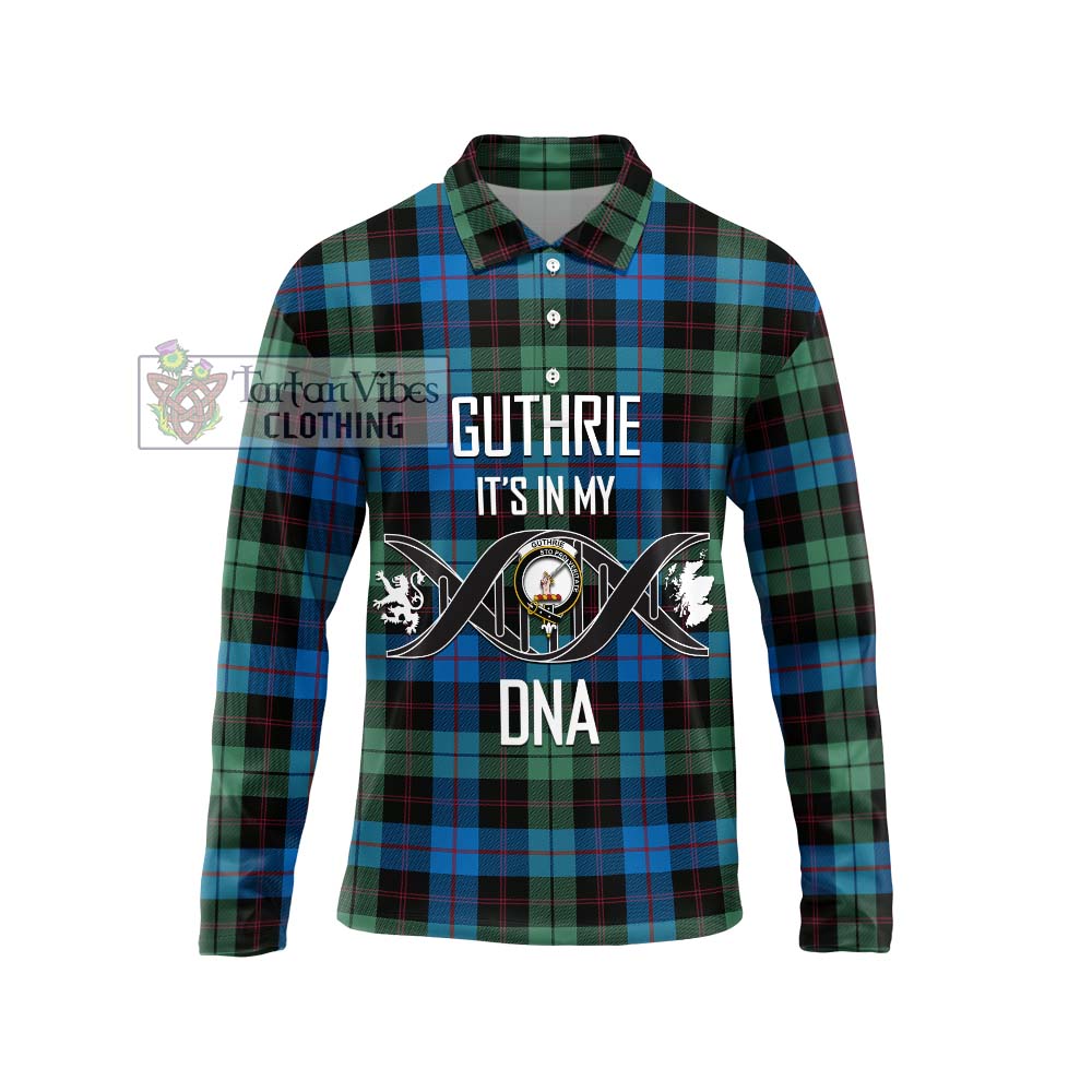 Guthrie Tartan Long Sleeve Polo Shirt with Family Crest DNA In Me Style Unisex - Tartan Vibes Clothing