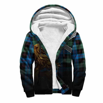 Guthrie Crest Tartan Sherpa Hoodie with Golden Lion Emblem Celtic Style