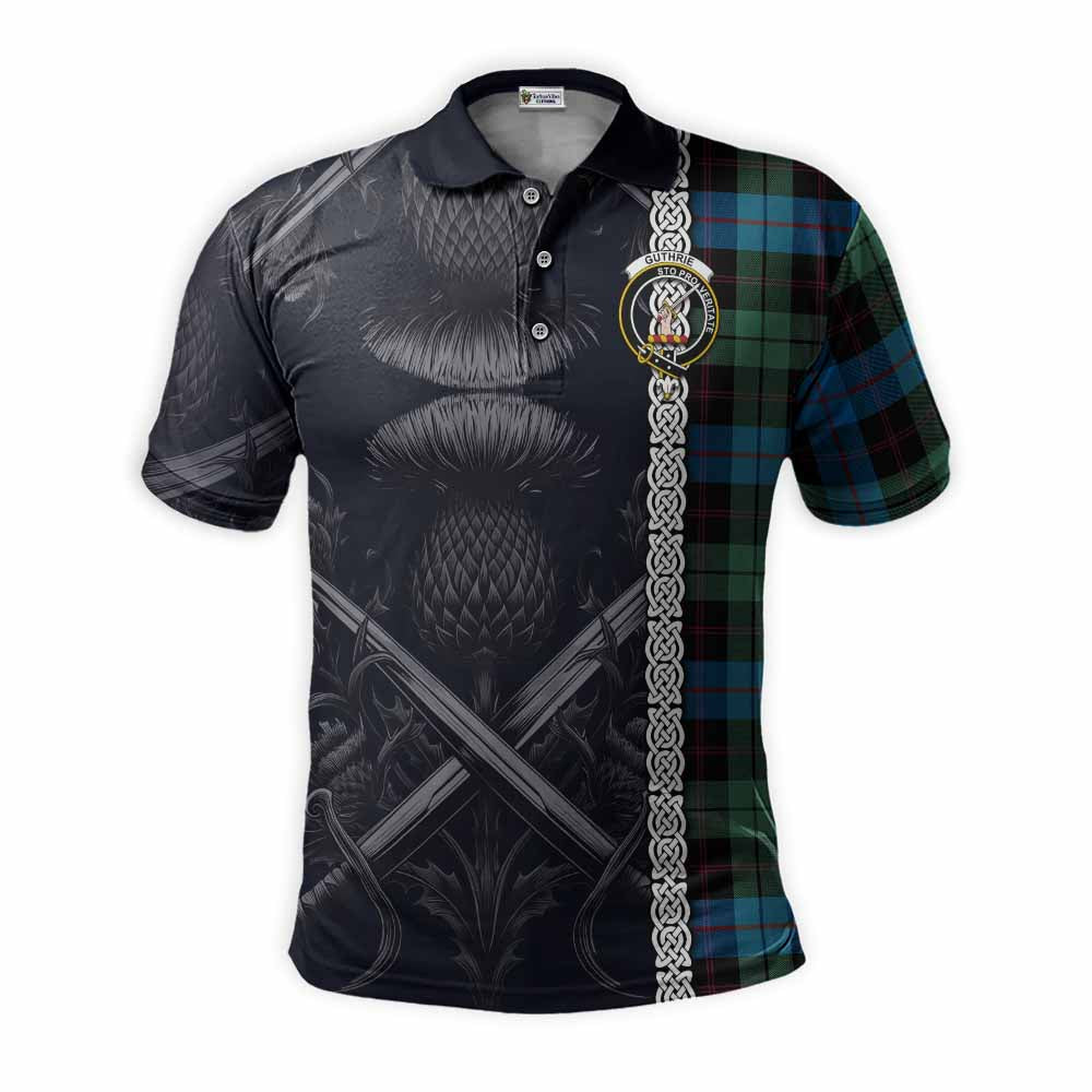 Guthrie Tartan Polo Shirt with Family Crest Cross Sword Thistle Celtic Vibes Kid - Tartan Vibes Clothing