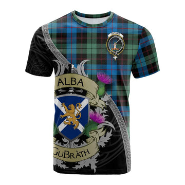 Guthrie Tartan Family Crest Cotton T-shirt Lion Rampant Royal Thistle Shield Celtic Inspired