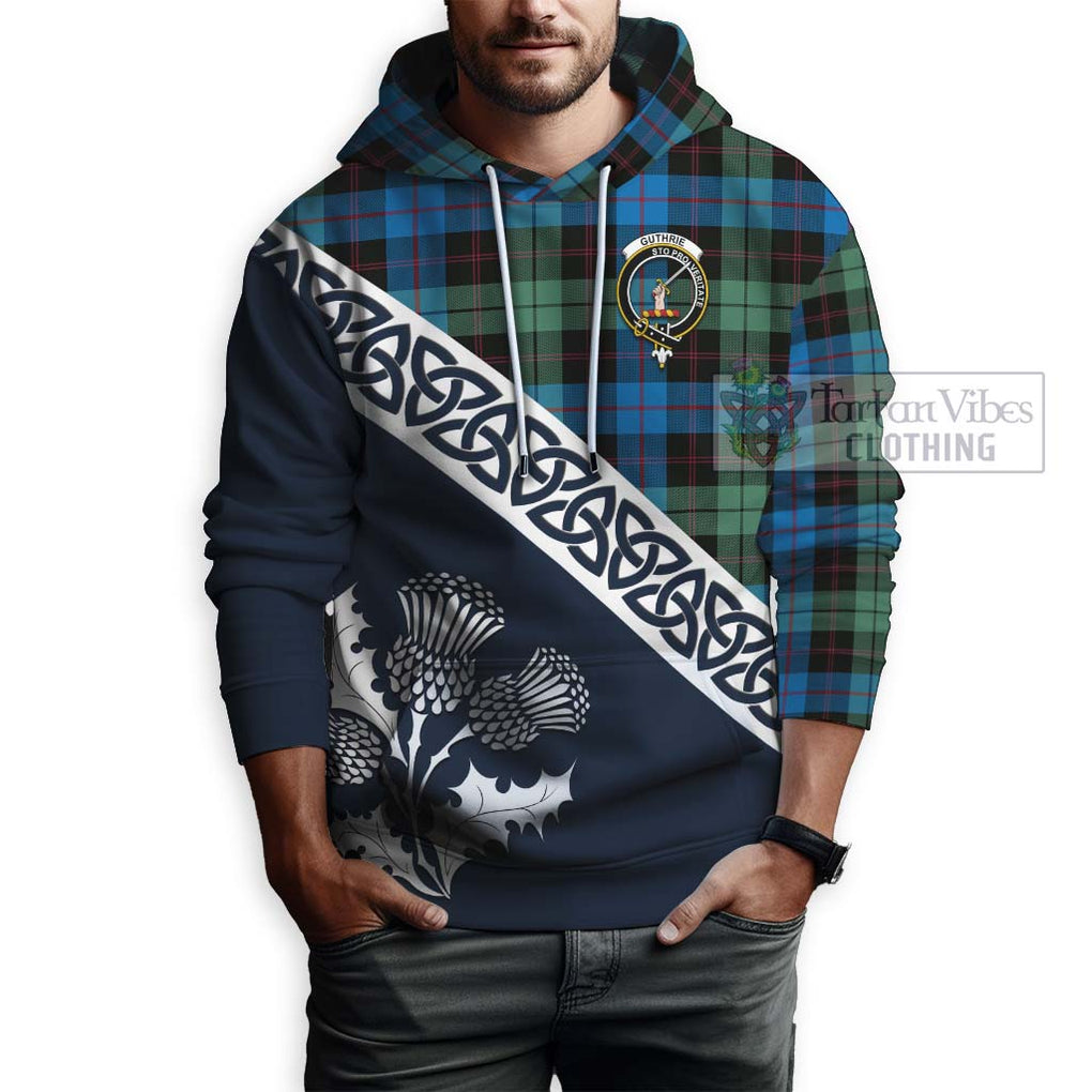 Tartan Vibes Clothing Guthrie Tartan Hoodie Featuring Thistle and Scotland Map