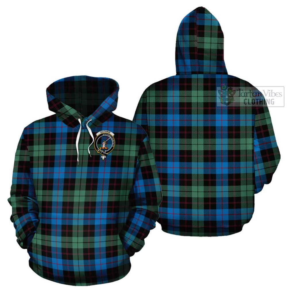 Guthrie Tartan Cotton Hoodie with Family Crest - Tartan Vibes Clothing